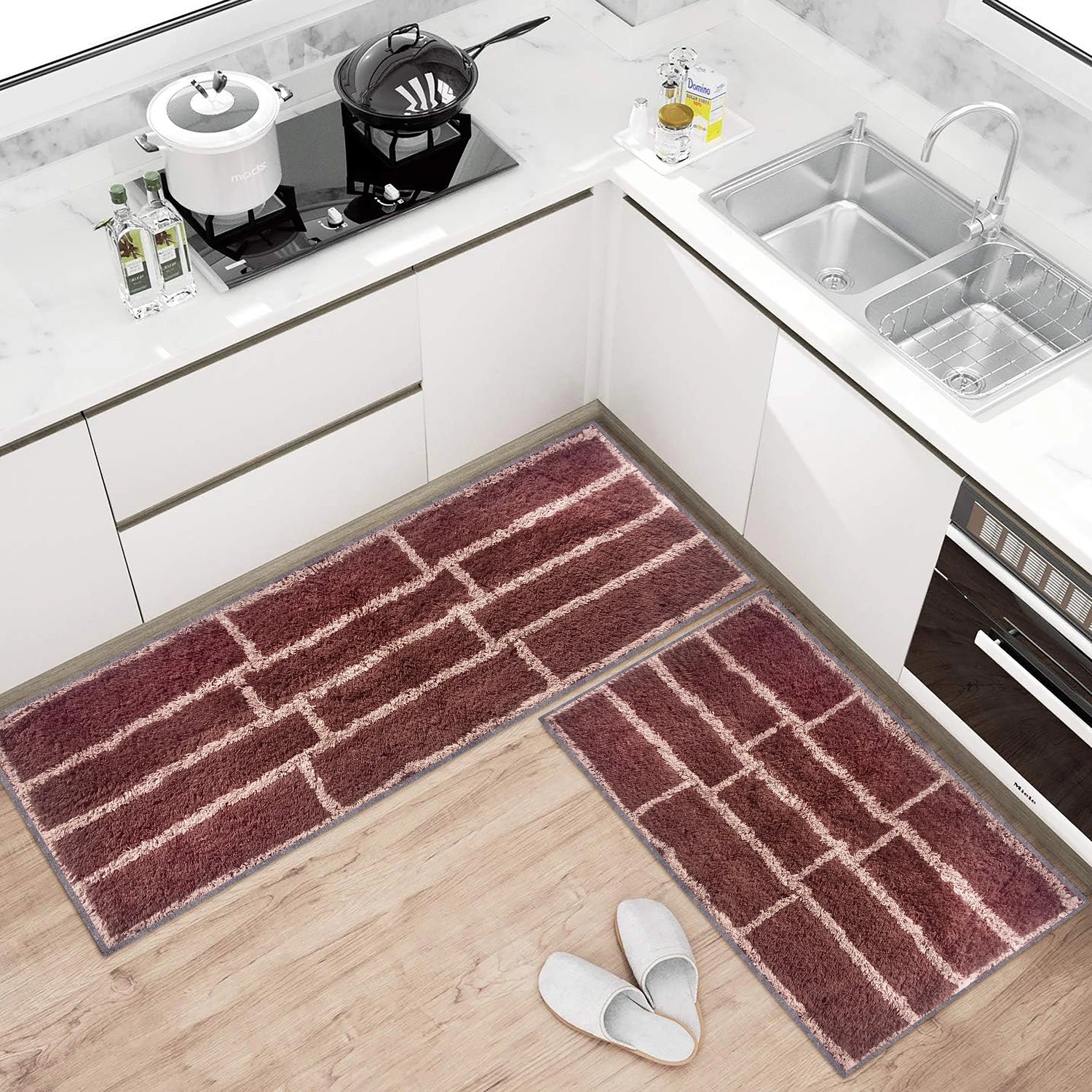 Brick Pattern Cotton Bathmat