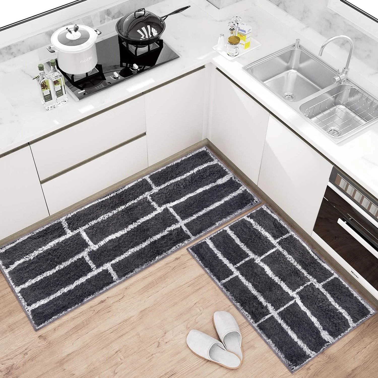 Brick Pattern Cotton Bathmat