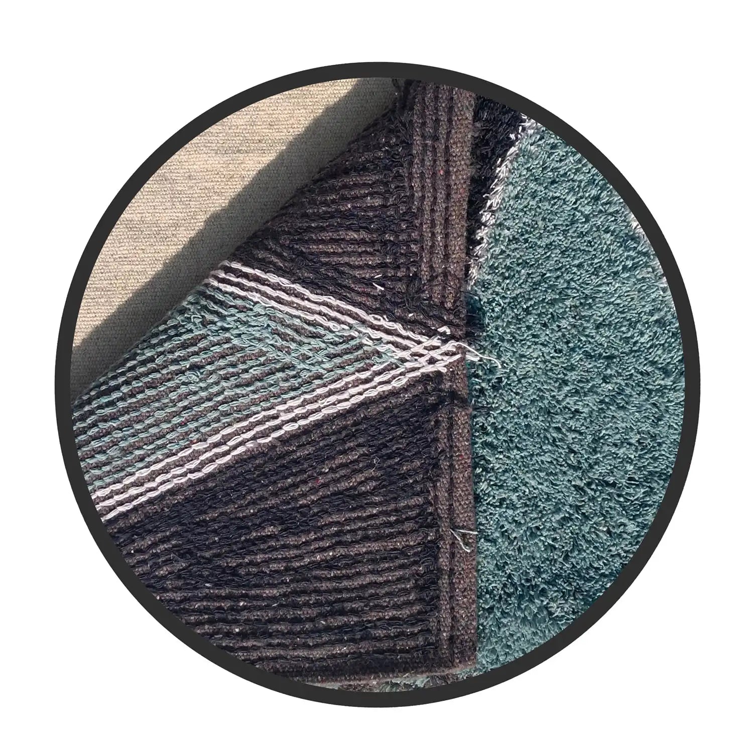 Zigzag Pattern Cotton Bathmat Navy Circle