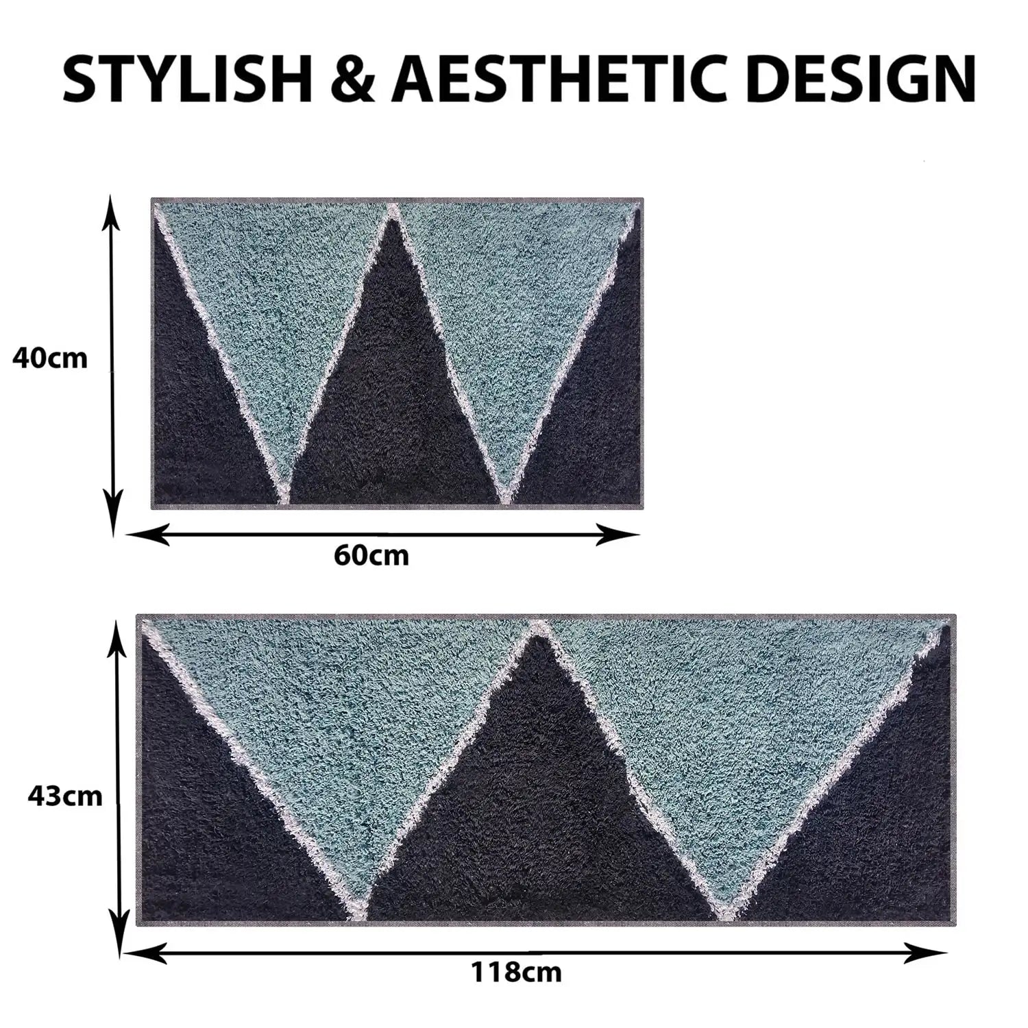 Zigzag Pattern Cotton Bathmat Navy Details