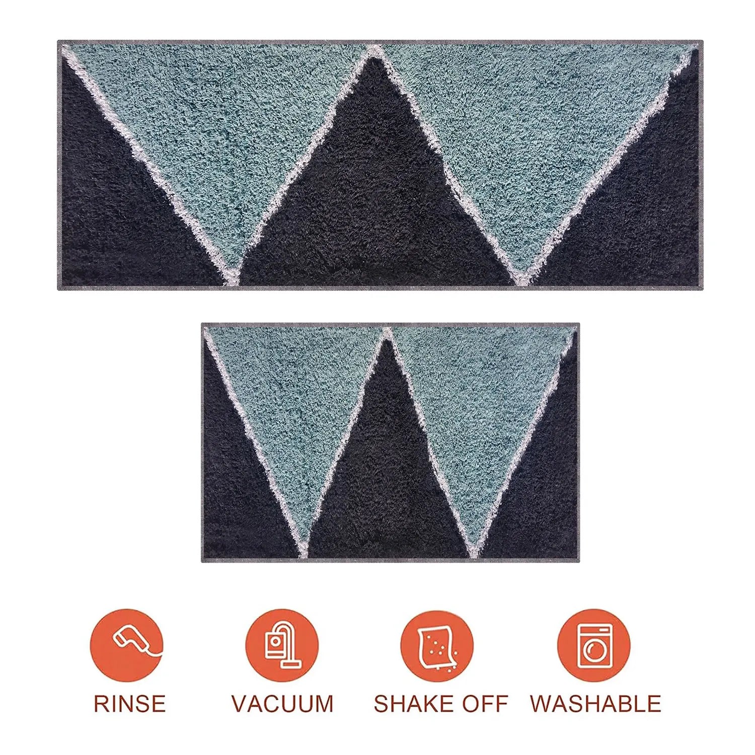 Zigzag Pattern Cotton Bathmat Navy Close View