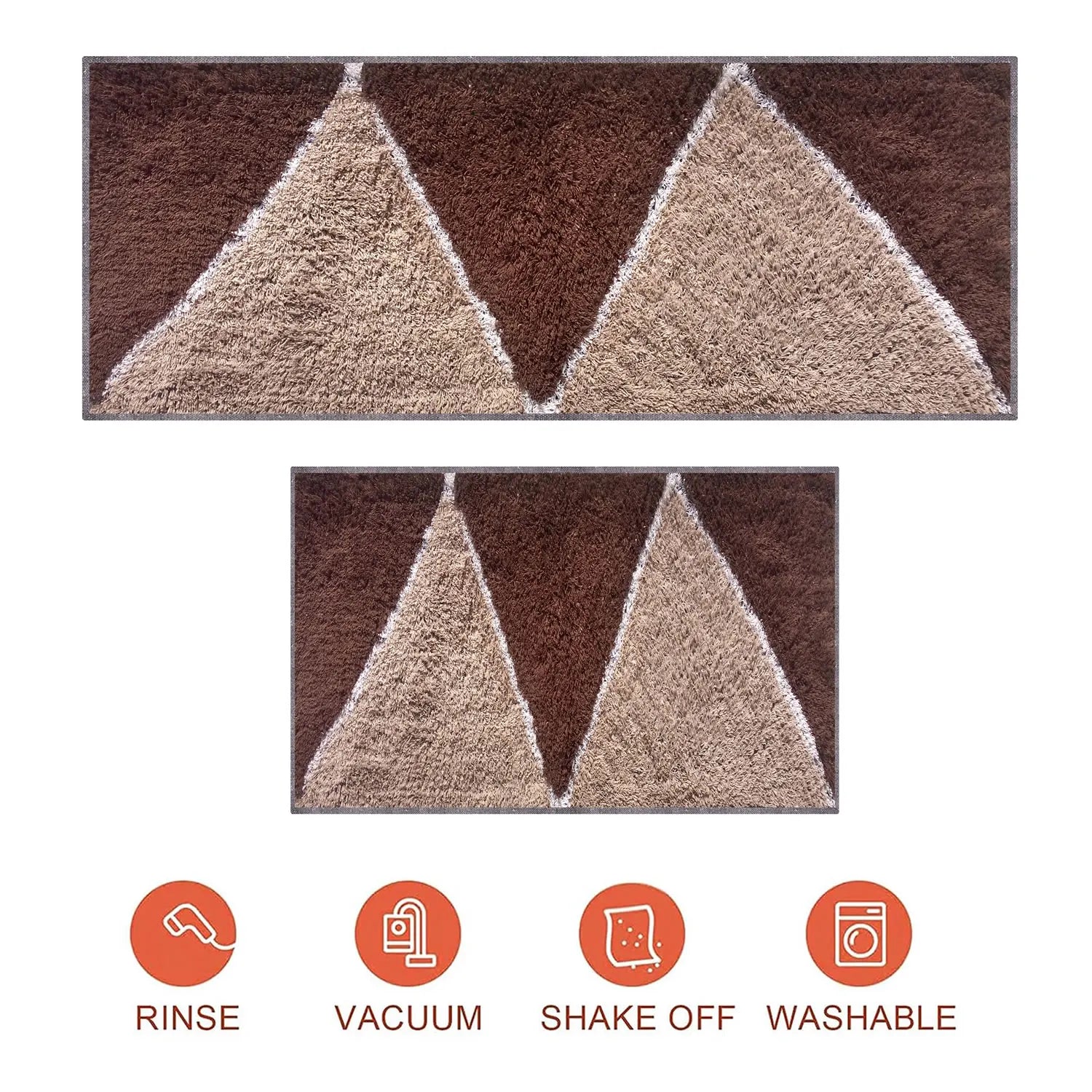 Zigzag Pattern Cotton Bathmat Coffee Close View