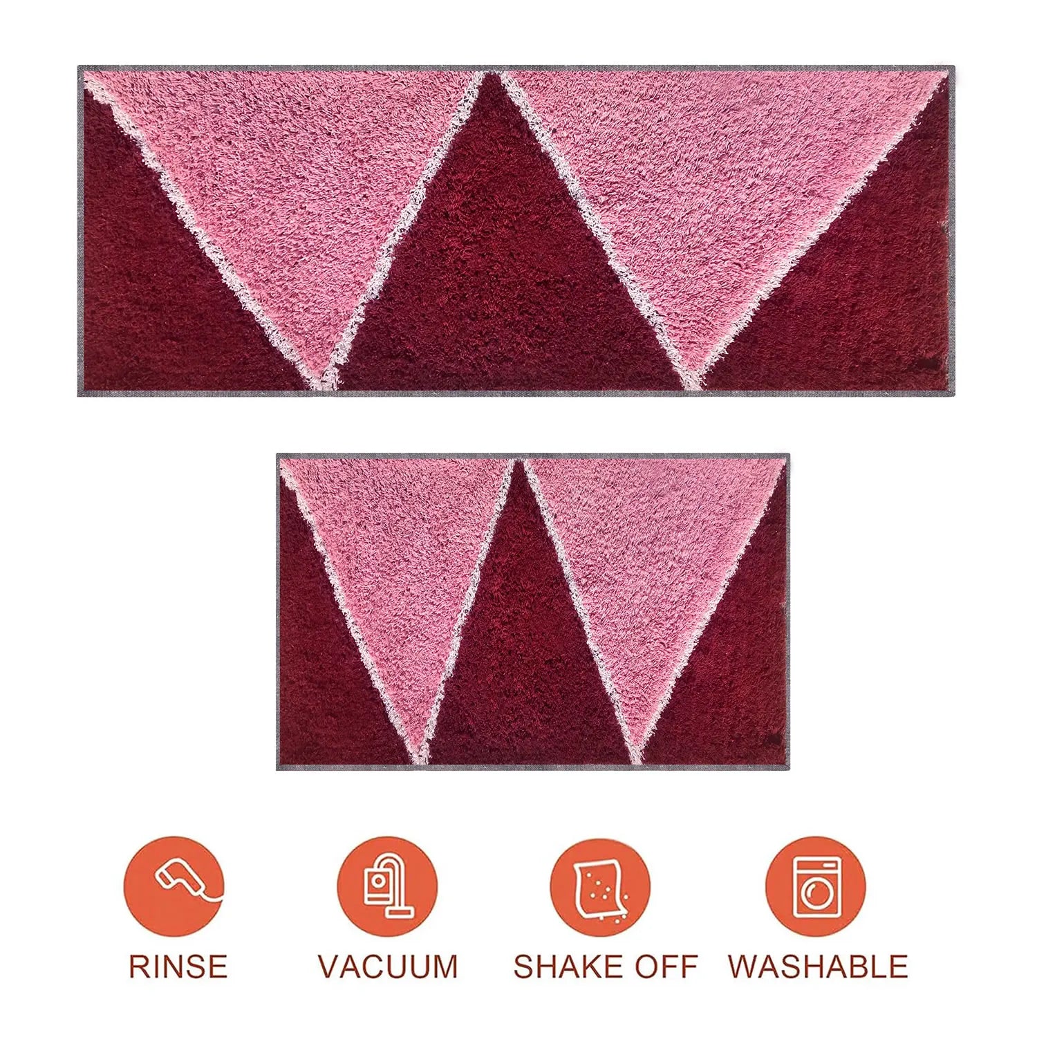 Zigzag Pattern Cotton Bathmat Maroon Details