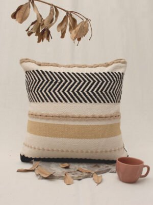 Handloom Cushion Cover Black/White Wave