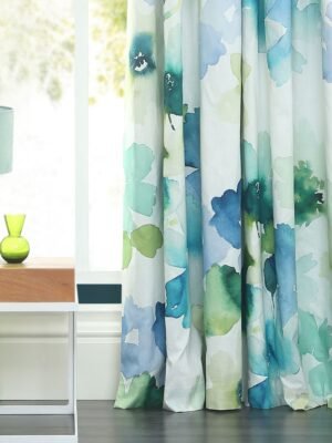 PW Bluebellblue Paired Blackout Cotton Pencil Curtain