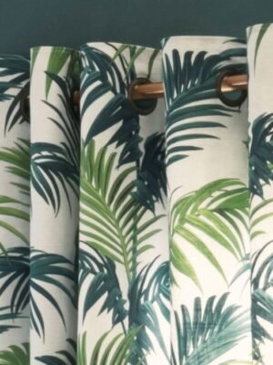 PW Bluebellgreen Paired Blackout Cotton Pencil Curtain