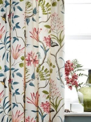 PW Bluebellpeach Paired Blackout Cotton Pencil Curtain