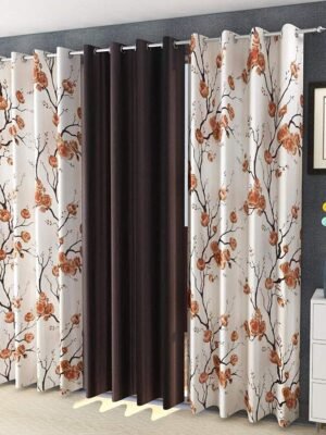PW Eyelit Polyester 3 Piece Door Curtains
