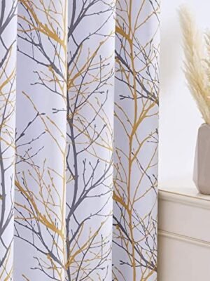 PW Fancy 3d Branch Printed 2 Piece Window Curtain