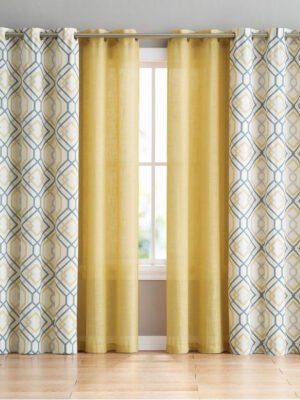 PW Fancy 3d Diamond Printed 3 Piece Window Curtain
