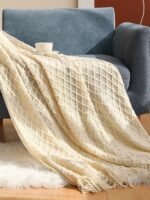 PW Neutral Knitted Bed Throw Blankets