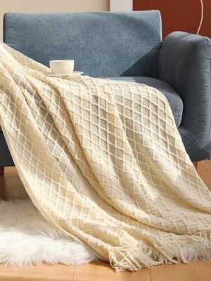 PW Neutral Knitted Bed Throw Blankets